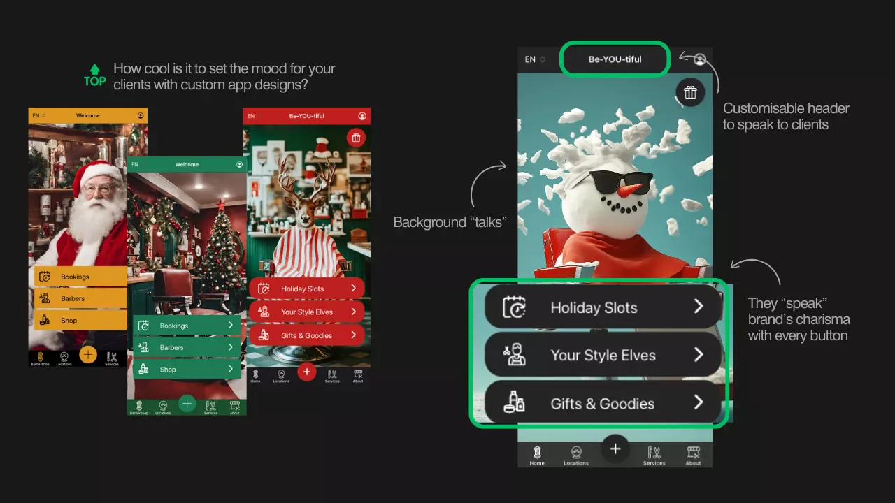 Barbershop-app i julestil
